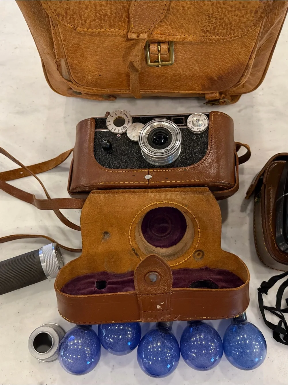 Targus Vintage Film Camera in Black with Brown Leather Case